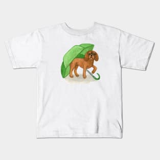 Cavalier King Charles Spaniel - Green Umbrella Ruby Kids T-Shirt